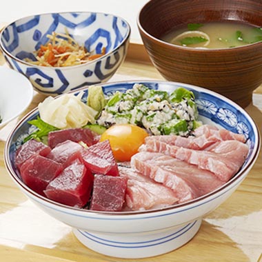 天然まぐろの赤身と中トロ丼
